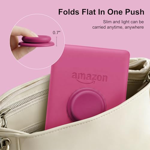 MOROCK Grip for Kindle with Kickstand and Magnetic Stand, Soft Silicone Magnetic Finger Grip for Kindle, iPhone and Smartphone, Cute Magnetic eReaders Holder, Raspberry - color: Raspberry