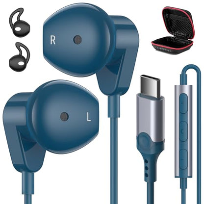 APETOO USB C Headphones for iPhone 18 Pro Max 17 16 15/iPad Air Earbuds - color: Lake blue