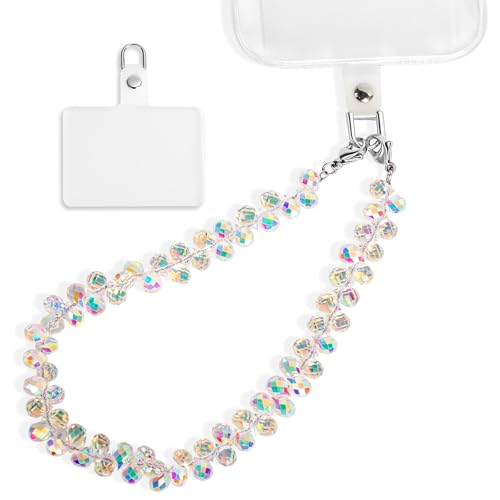 Phone Charm Detachable Metal Cellphone Wrist Strap for Women Girls, Cell Phone Lanyard - color: Bb-white