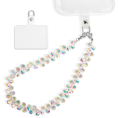 Phone Charm Detachable Metal Cellphone Wrist Strap for Women Girls, Cell Phone Lanyard - color: Bb-white