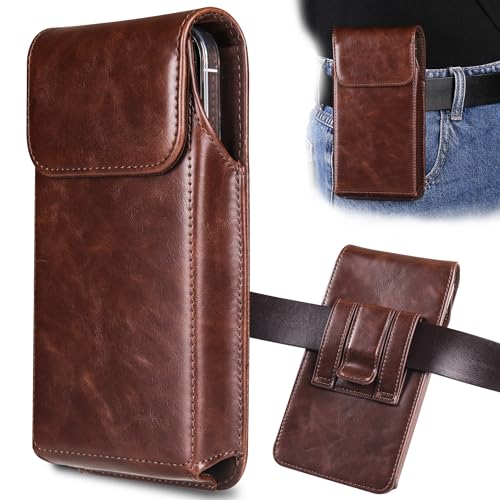 Holster for iPhone 17 Pro Max 16 Pro Max 15 Pro Max 14 Pro Max 13 Pro Max 16 Plus 15 Plus 14 Plus, Premium Leather Pouch with Belt Clip Phone Holster Belt Case, Coffee -L - color: Coffee, size: Large