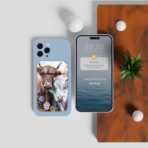 Phone Credit Card Holder Stick on, Phone Case Wallet, Cell Phone Pocket Self Adhesive Stretchy Lycra Stick on Wallet ID Credit Card Case Pouch Sleeve for All Smartphones, Purple Flowering Cow - color: Phone Case Wallet-604