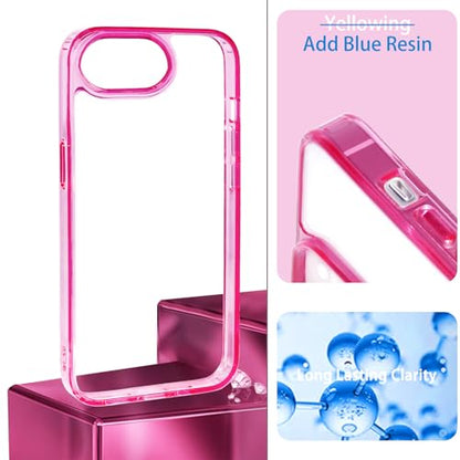 JJGoo for iPhone 17e Case and for iPhone 16e Case Clear, Transparent Shockproof Hard PC Back Protective Cover Bumper Phone Case for iPhone 16e / 17e - color: Pink