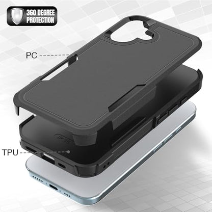 Heavy‑Duty Rugged Anti‑Drop Shockproof Protective Phone Case for iPhone 16, Durable Protective Shell, Black - color: Black, size: iPhone 16
