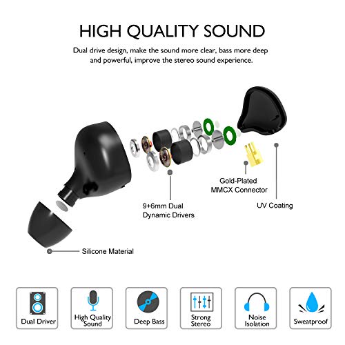 DEMAKE in Ear Monitor with Detachable 3.5mm Cable, with Mic - color: Carbon Fiber, size: With Mic