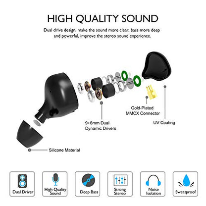 DEMAKE in Ear Monitor with Detachable 3.5mm Cable, with Mic - color: Carbon Fiber, size: With Mic