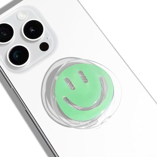 GRIPONG Smiley Face Phone Grip - Fun and Expandable Accessory for Enhanced Smartphone Stability - Smiley Design, Strong Adhesion, Versatile Use (Mint Smile) - color: Mint Smile