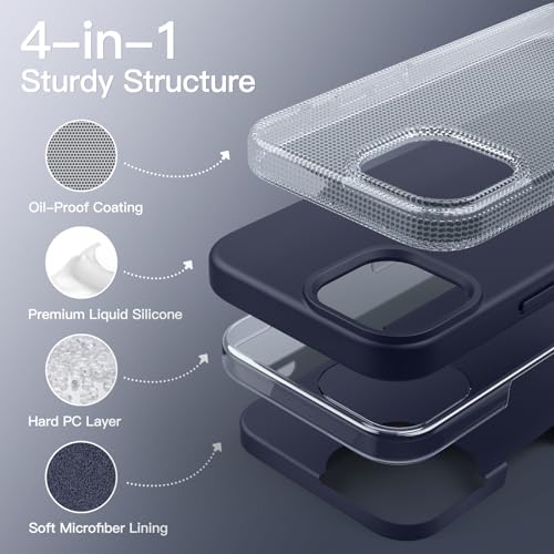 JETech Silicone Case for iPhone 15 Pro, Blue | Silky Soft Touch, Shockproof Protection, Scratch Resistant, Microfiber Lining - color: Blue, size: iPhone 15 Pro