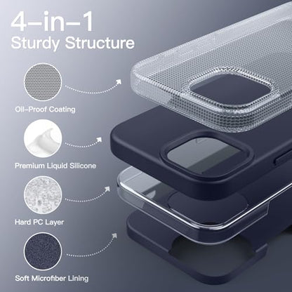 JETech Silicone Case for iPhone 15 Pro, Blue | Silky Soft Touch, Shockproof Protection, Scratch Resistant, Microfiber Lining - color: Blue, size: iPhone 15 Pro