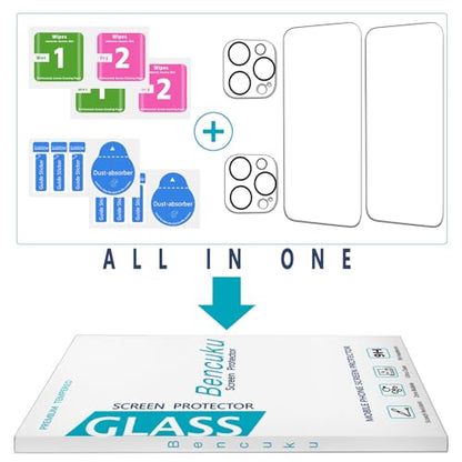 2+2 Pack Screen Protector for iPhone 15 Pro Max Tempered Glass - size: (Standard)iPhone 15 Pro Max 6.7 Inch