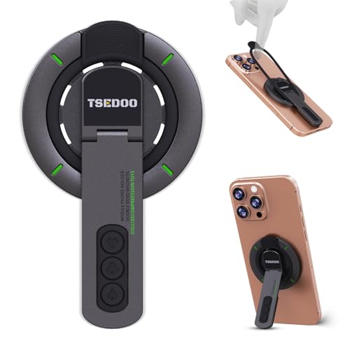 3-in-1 Magnetic Phone Grip Stand with 360° Roration Angle Adjustment, Silicone Finger Ring & Fidget Toy Design, Gym Dual-Sided Magnetic Phone Kickstand for All Phones - color: Grey
