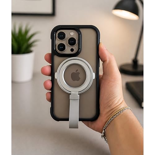 Magnetic Phone Grip Holder for MagSafe, 360° Rotating Ring Stand Kickstand with Silicone Finger Strap, Strong Magnetic Phone Holder for iPhone 17/16/15/14/13/12 & Android (Silver White) - color: Silver White