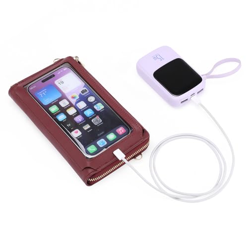 GOIACII Phone Purse Crossbody Bags for Women Small Travel Wallet Touch Screen RFID Blocking - color: A10 Wined Red