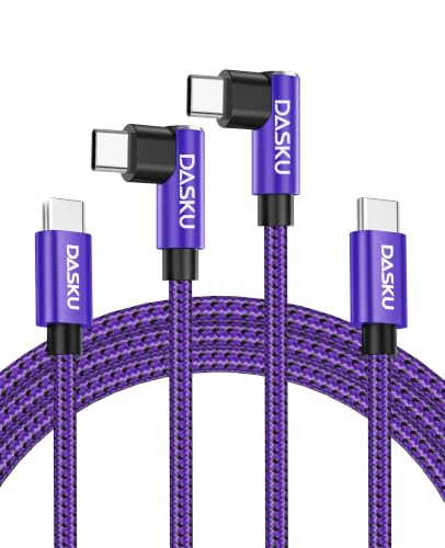 USB C to USB C Cable 90 Degree USB C Cable Fast Charging 60W, 6FT 2Pack - color: Purple, size: 6FT, style: USB C to USB C