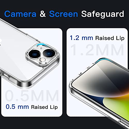 JETech Case for iPhone 14, Anti-Yellowing, Clear | Shockproof Protection, Scratch Resistant Hard PC Back, Durable Transparent TPU Bumper - color: Clear, size: iPhone 14