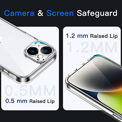 JETech Case for iPhone 14, Anti-Yellowing, Clear | Shockproof Protection, Scratch Resistant Hard PC Back, Durable Transparent TPU Bumper - color: Clear, size: iPhone 14