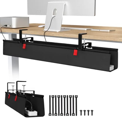 Univivi No Drill Under Desk Cable Management Tray, 36 inch Cable Management - color: Black, size: 36"L x 5.5"W
