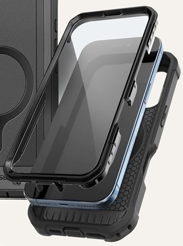 ENCASED Magnetic Tough Case for iPhone 16 Pro Max | Built-in Screen Protector | Compatible with MagSafe | Heavy-Duty Hybrid Shockproof Cover, 360° Full-Body Coverage [Military Grade] Black - size: iPhone 16 Pro Max