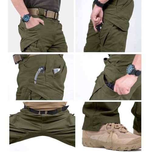 Susclude Men's Cargo Tactical Pants Breathable Ripstop Work Hiking Trousers - color: Army Green, size: 36W x 32L