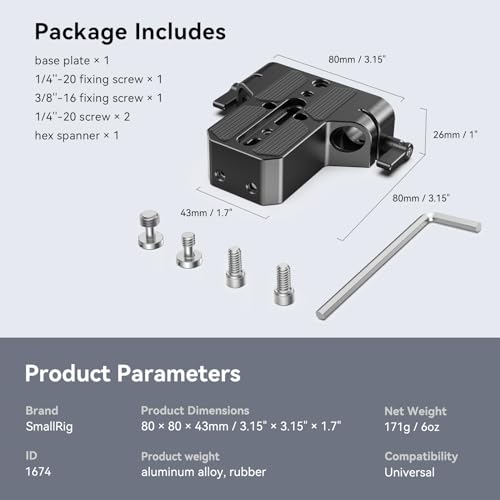 SMALLRIG Camera Baseplate with 15mm LWS Rod Rail Clamp - style: Base Plate
