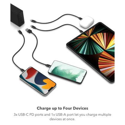 mophie Speedport 120W GaN Dual USB-C & USB-A Fast Wall Charger | Compact Foldable Prongs | 120 Watt - Black - color: Black, style: 120W