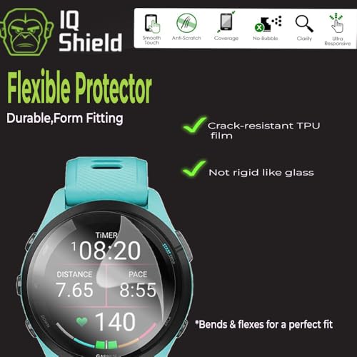 IQShield 6 Pack Screen Protector for Garmin Forerunner 265 (46mm), Easy Install, Ultra Thin, Anti-Scratch, Anti-Bubble, Clear TPU Film