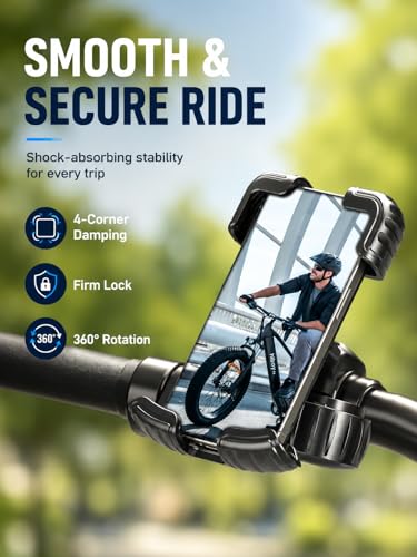 Hiboy Bike Phone Holder, 360° Rotation Adjustable Motorcycle Phone Mount,Bicycle Scooter Handlebar Phone Clip for 5.1" - 6.8" Smartphones - style: Standard