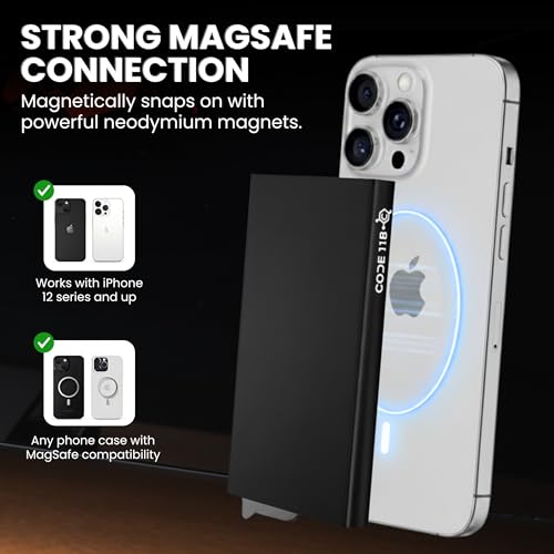 CODE 118 Wallet for Men - Slim Minimalist Aluminum Magnetic Card Holder - RFID Blocking Front Pocket Mag Safe Wallet with Strong Magnet Attachment (Jet Black) - color: Jet Black