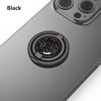 Phone Grip, Phone Ring Holder Finger Kickstand, Foldable & Adjustable Double Metal Cell Phone Rings Gripper Stand for iPhone Samsung &Other Phones - Sparkle Black - color: Sparkle Black