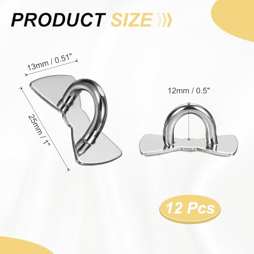 PATIKIL Metal Phone Charm Hook 1", 12Pcs Adhesive Bow Shaped Phone Finger Grip Hook Smartphones Keychain Ring Charm Loop for DIY Tablet Case Accessories, Silver - color: Silver