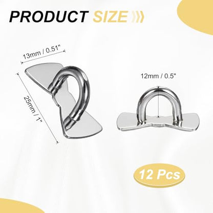 PATIKIL Metal Phone Charm Hook 1", 12Pcs Adhesive Bow Shaped Phone Finger Grip Hook Smartphones Keychain Ring Charm Loop for DIY Tablet Case Accessories, Silver - color: Silver