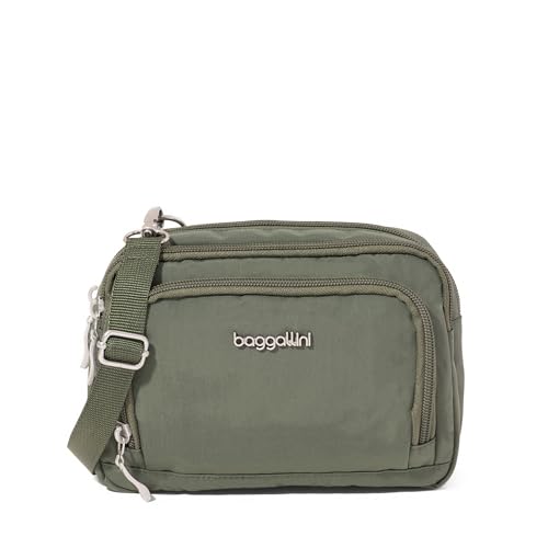 Baggallini Triple Zip with Front Wallet/Trifecta RFID Wallet Crossbody - color: Thyme