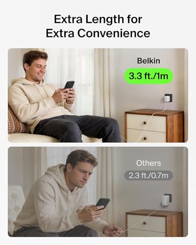 Belkin 67W GaN USB C Retractable Charger Block Fast Charging for Travel - color: White, style: 67W