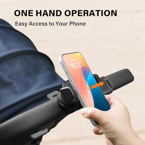 A2C Hand-Free Stroller Phone Holder, Adjustable Strap Fits 0.5-1.5 inches Handlebars, Universal Phone Mount for Gym Equipment,Treadmill, Peloton Exercise Bikes, Compatible with 4.7-6.9" Smartphones