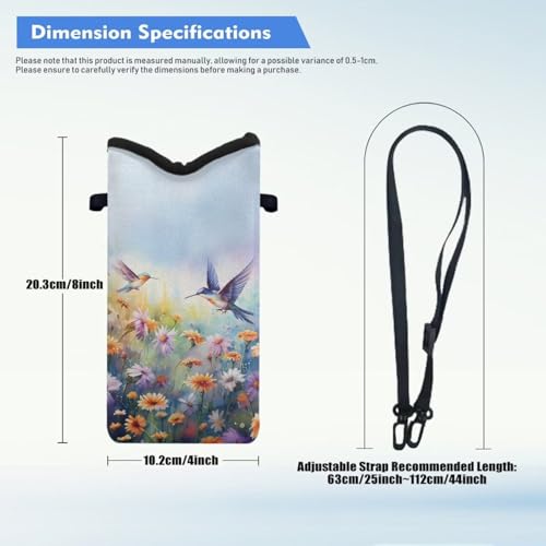 Neoprene Crossbody Phone Bag Small Shoulder Bag Lightweight Travel Bag with Removable Adjustable Strap for Cellphone, Keys, Lipstick, Power Bank 8 x 4 inch, Hummingbird Daisy Flower - color: Hummingbird Daisy Flower