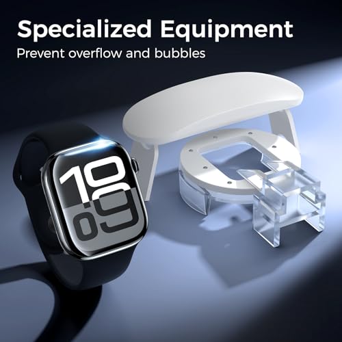 UV Tempered Glass Screen Protector for Apple Watch Series 11/10 46mm,Tempered Glass Curved Full Coverage Watch Screen Protector, Bubble Free for iWatch 11/10 46mm (3 Pack) - size: 46mm for 10/11 Series