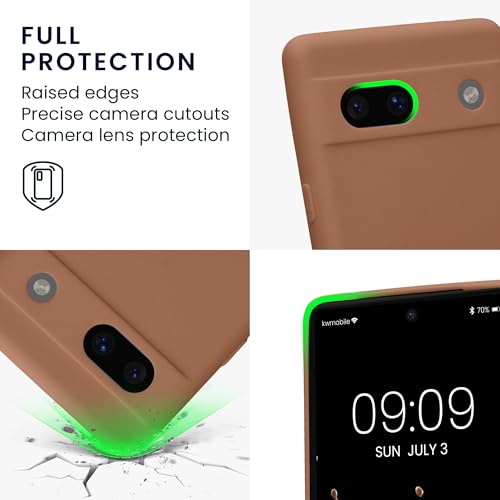 kwmobile Case Compatible with Google Pixel 7a Case - Protective Slim TPU Phone Cover - Soft Matte Finish - Mocha - color: Mocha