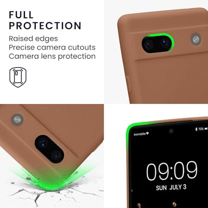kwmobile Case Compatible with Google Pixel 7a Case - Protective Slim TPU Phone Cover - Soft Matte Finish - Mocha - color: Mocha