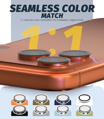 (3 Sets) Orzero Camera Lens Protector Compatible for iPhone 17 Pro&17 Pro Max&16 Pro&16 Pro Max&15 Pro&15 Pro Max&14 Pro&14 Pro Max, [EZ Install] [Case-Friendly] 9H Tempered Glass Bling Lens Cover, Military-Grade Shockproof, HD Clarity Anti-Glare - Transp