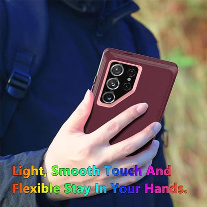 MXX Case Designed for S24 Ultra, 3-Layer Super Full Heavy Duty Body Bumper Cover/Shock Protection/Dust Proof Case 5g 2024 (Plum/Pink) - color: Plum/Pink, size: Galaxy S24 Ultra