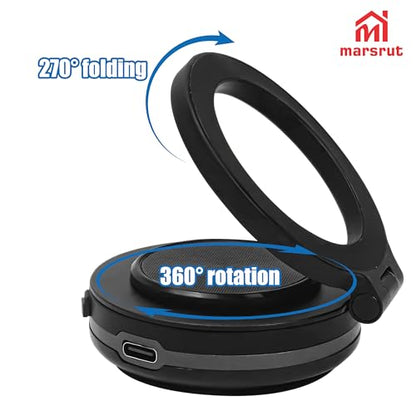 Magnetic Grip Pro 360° Stand, Vacuum Car Cell Phone Mount Holder with Suction Cup, Rotatable, Double-sided Adsorption Adjustable Powerful Strong Magnet, Foldable Portable Electric Mobile Holder, Black