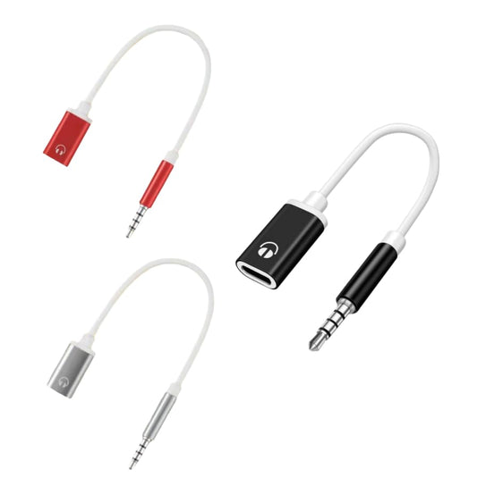 3pcs Black Red and Silver 3.5mm Male to TypeC Female Audio Cable Cord,Analog Cable Type-C Converter Earphone Adapter Compatible with MP3 Players,Cables and Adapters