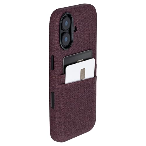 Dockem Card Case for iPhone 17 with Magnetic Mounting Plate, Camera Control Button, Wallet with 2 Holder Slots: M2 Luxe Canvas-Style Synthetic Leather (Burgundy) - color: Burgundy, size: 17