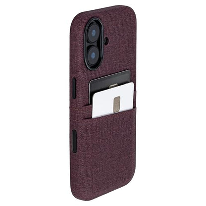 Dockem Card Case for iPhone 17 with Magnetic Mounting Plate, Camera Control Button, Wallet with 2 Holder Slots: M2 Luxe Canvas-Style Synthetic Leather (Burgundy) - color: Burgundy, size: 17