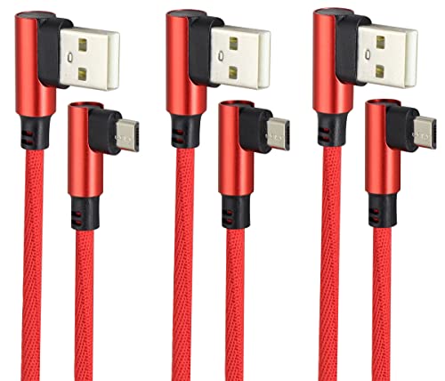 (23cm/9inch 90 Degree Micro USB Cable Right Angle USB 2.0 A Male to Micro Male Fast Sync & Charging Cable for Android, Samsung, LG,Huawei, Smartphones & More(Red/3-Pack) - color: 0.23m/Red