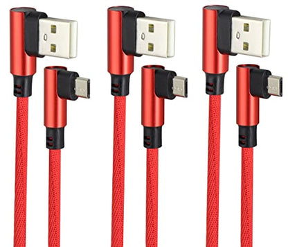 (23cm/9inch 90 Degree Micro USB Cable Right Angle USB 2.0 A Male to Micro Male Fast Sync & Charging Cable for Android, Samsung, LG,Huawei, Smartphones & More(Red/3-Pack) - color: 0.23m/Red