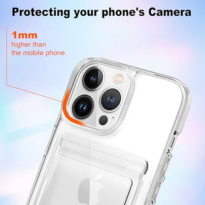 Gukalong Clear Wallet Case for iPhone 15 Pro Max with Credit Card Holder | Hard PC Heavy Duty Shockproof Protection Anti-Scratch Phone Cover Card Slot Anti-Yellowing Case for Women Men - size: for iPhone 15 Pro Max