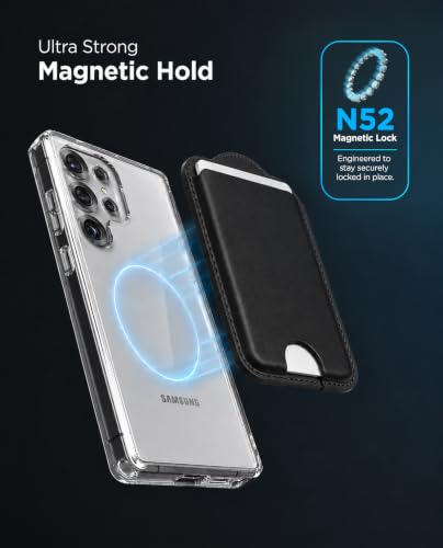 ENCASED Magnetic Wallet for Samsung Phones (Compatible with MagSafe) Premium PU leather Slim Card Holder Designed for Galaxy S26, S26 Plus, S26 Ultra (Black) - color: Black