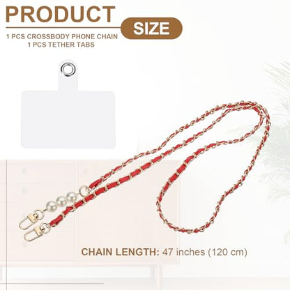 uxcell Phone Lanyard, Crossbody Cellphone Chain with Tether Tabs - color: Red