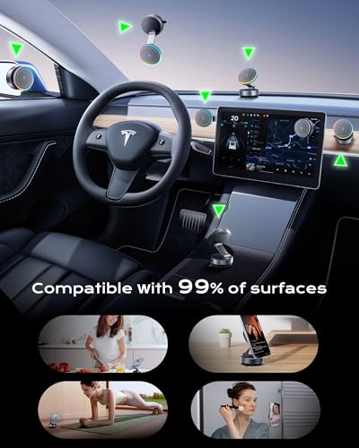 MagSafe Car Charger Mount, 15W Fast Wireless Charging Phone Holder, 108LB Vacuum Suction Cup & 3800gf Strong Magnet, 360° Adjustable Dashboard Windshield Mount for iPhone 17 Pro Max/17 Air/16-12